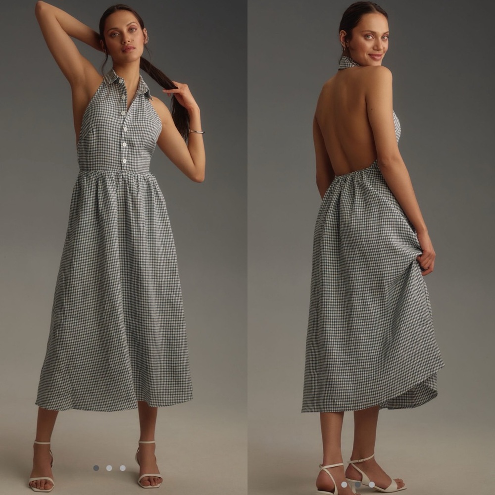 Reformation Black and White Halter Dress